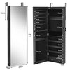 LED Lights Jewelry Cabinet Lockable Wall/Door Mounted Jewelry Armoire W/ Mirror