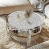 Luxury Mirrored Crush Floating Diamond Crystal Round Silver Sparkle Coffee Table