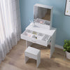 Foldable Makeup Table Set Drawer Mirror Storage Makeup Room White Dressing Table