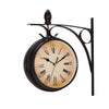 Round Double Sided Wall Clock Station Outdoor Garden Arabic & Roman Numerals