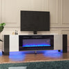 90inch TV Stand Cabinet Unit W/12LED Lights Insert 36" Electric Fireplace Heater