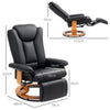 360° Swivel Recliner Chair with Footrest, PU Manual Reclining Armchair, Black
