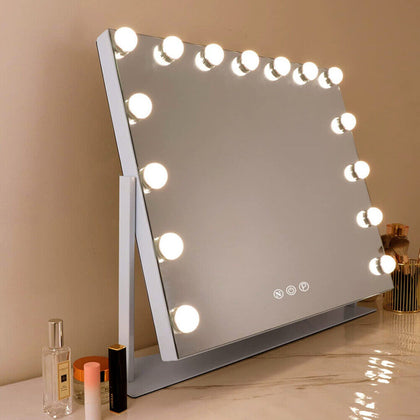 Large LED Bulbs Aluminium Hollywood Vanity Mirror With Lights Make Up Desk Stand