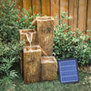 Solar Power Garden Water Feature Fountain LED Light Outdoor Cascading 27X28X48cm