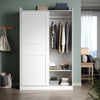 Modern 2 Sliding Door Wardrobe Matt White Storage Cupboards with 2 Hanging Rail
