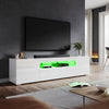 High Gloss 200cm White TV Unit Stand Cabinet with RGB LED Living Room Furniture