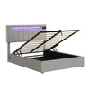 Upholstered Bed 4ft6 Double LED Hydraulic Bed Frame with Ottoman Storage