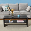 Coffee Table 2 Tiers Wood Tea Table Home Living Room Rectangle Table Black White