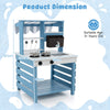 Kids Mud Kitchen Outdoor Wood Kitchen Playset Double-Sided Pretend Play Kitchen