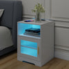 Bedside Table RGB LED 4 Tier Storage Cabinet Nightstand with Charging Station