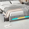 4ft6 Double Bed Frame with 4 Storage Drawers, Upholstered Headboard, LED Lights