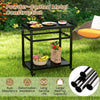Outdoor Grill Cart Pizza Oven Table Food Prep Worktable BBQ Trolley Lockable