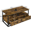 Coffee Table w/Storge Drawers & Shelves Retro Centre Table for Living Room Brown
