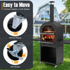 Outdoor Pizza Oven Wood Fired Pizza Oven with Protective Cover-Black