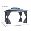 3x3.6m Dual-Roof Iron-Aluminum Gazebo w/Netting&Curtains Shelter Outdoor Pergola