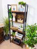 Tall 5 Tier Rustic Bookcase Slim Industrial Bookshelf Storage Unit Display Shelf
