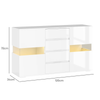 White High Gloss LED Sideboard Storage Cabinet with 4 Drawers and Cupboards