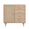Rattan Buffet Cabinet Storage Sideboard Bar Accent Cabinet 1 Door and 4 Drawers