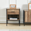 Industrial Bedroom Nightstand Compact Bedside Table One Drawer Storage Cabinet