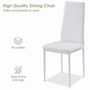 4x White Faux Leather Dining Chairs&Round Marble Glass Dining Table Silver Legs