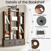 12 Tier Bookshelf Open Storage Wood Bookcase Organizer Display Shelf