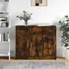 Sideboard 3 Door 3 Drawer Smoked Oak Cabinet Living Room Furniture Wooden Unit