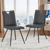 2Pcs Dining Chairs Velvet / Faux Leather Seat Metal Legs Dining room Chair