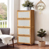 4 Tier Sideboard Cabinet Storage Shelf Stand Rattan Doors Cupboard Bookshelf