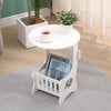 Round Coffee Table Sofa Side Table with Storage Bedside Tables White