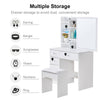 Modern Dressing Table Makeup Desk Sliding Mirror Shelf Stool 5 Drawers White