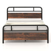 King Size Bed Frame Heavy-duty Platform Bed Industrial Bed Base w/headboard