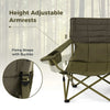 Folding Oversized 2 Person Outdoor Loveseat with Adjustable Armrests-Green