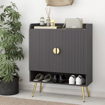 4-tier Shoe Cabinet Shoe Rack Storage Cupboard Unit Wooden Modern Grey