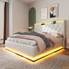 OTTOMAN LIFT UP STORAGE BED UPHOLSTERED BED FRAME DOUBLE & KING SIZE 4FT6 5FT