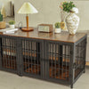 Heavy Dog Crate Furniture Side Table Dog Kennel Cage 4 Doors & Removable Divider