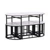 KITCHEN TABLE SET DINING TABLE AND 6 CHAIRS SET IN MARBLE EFFECT SPACE SAVING