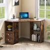 Corner Computer Desk with Storage Cabinet Home Office Study Workstation Table