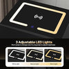Black Bedside Table with Wireless Charging, USB Charging Station & Adjustable