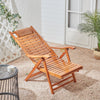 Foldable Bamboo Recliner Chair Garden Balcony Sun Lounger with Footrest Headrest