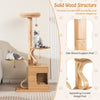 Wooden Cat Tree 129cm Tall Cat Tower 4-Layer Cat Activity Center Solid Wood Post