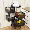Vegetable Shelf Rack Tier Mobile Kitchen Utility Rotating Storage 6 Cart Trolley