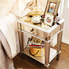2 Tier Luxury Silver Mirrored Side Table Nightstand w/ Drawer Sofa Side Bedside