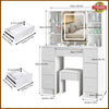 Large LED Dressing Table Mirror 7 Drawers Stool Vanity Makeup Desk Set Bedroom