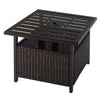 Rattan Wicker Umbrella Square Side Table Garden Coffee Table w/Umbrella Hole