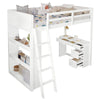 Single Solid Pine Wood Loft Bed Frame High Sleeper Bunk Bed Study Desk Cabin Bed