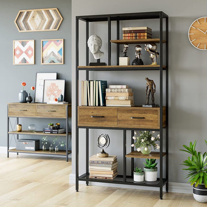 7 Tier Ladder Shelves Display Cabinet Bookshelf Unit Home Living Room Furniture