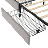 4ft6 Double Bed Frame with 4 Storage Drawers, Upholstered Headboard, LED Lights
