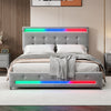 4ft6 Double Bed Frame with 4 Storage Drawers, Upholstered Headboard, LED Lights