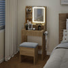 Modern Dressing Table Set LED Mirror Vanity Desk Stool with Charging Station