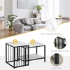 New Loft Range Modern Set Of 2 Marble Effect Nest Of Table With Metal Frame